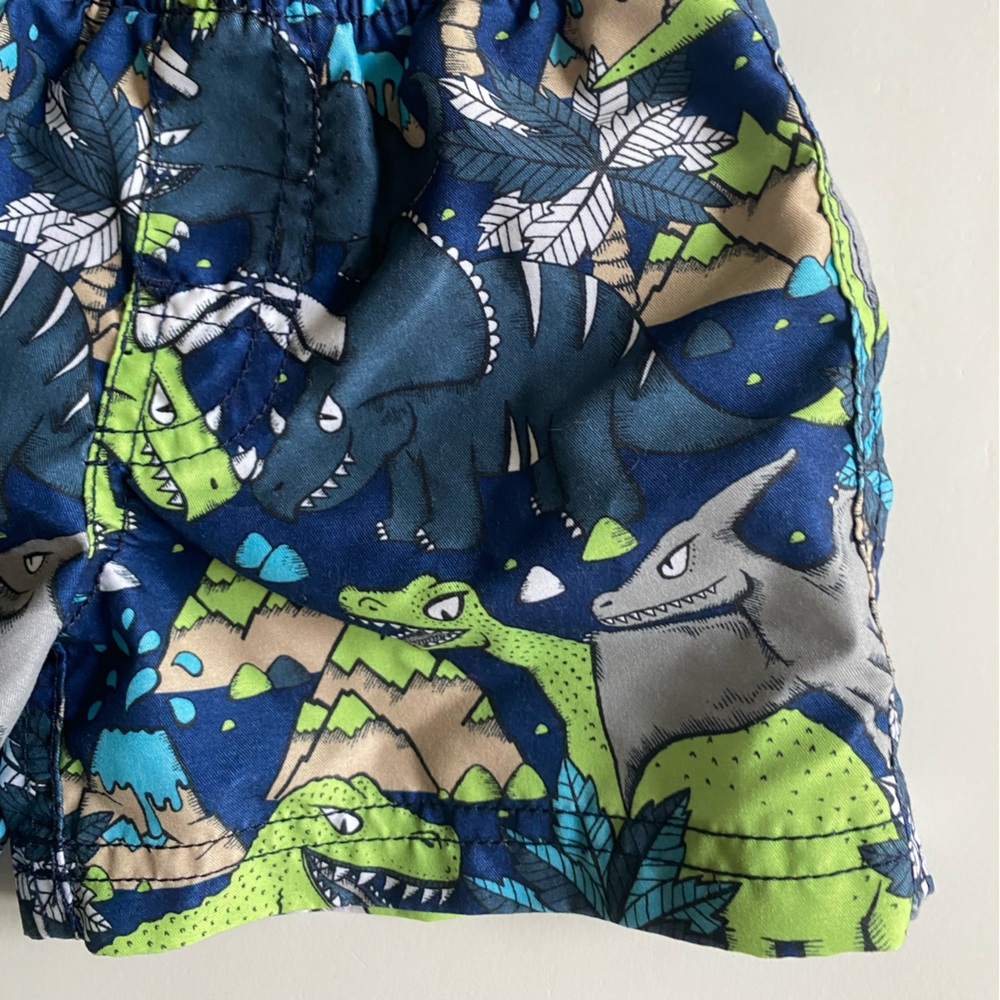 1989 Place Neon Green Dinosaur Lightweight Swim Trunks 6-9 Months - Picture 6 of 10